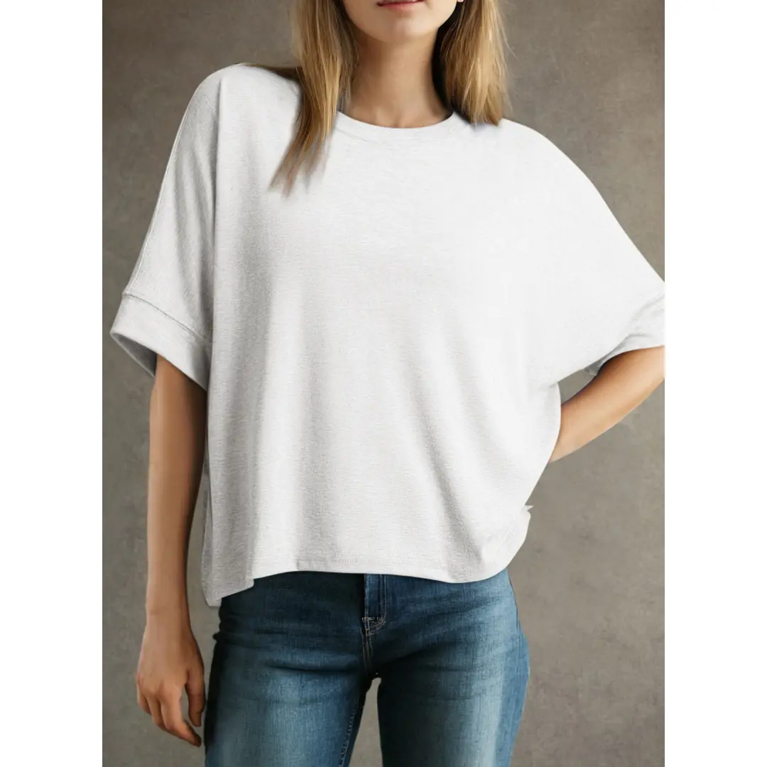 Women's Oversized Soft Stretch Crewneck T-Shirt - 5-Pack - Oversized Tee Front Fit