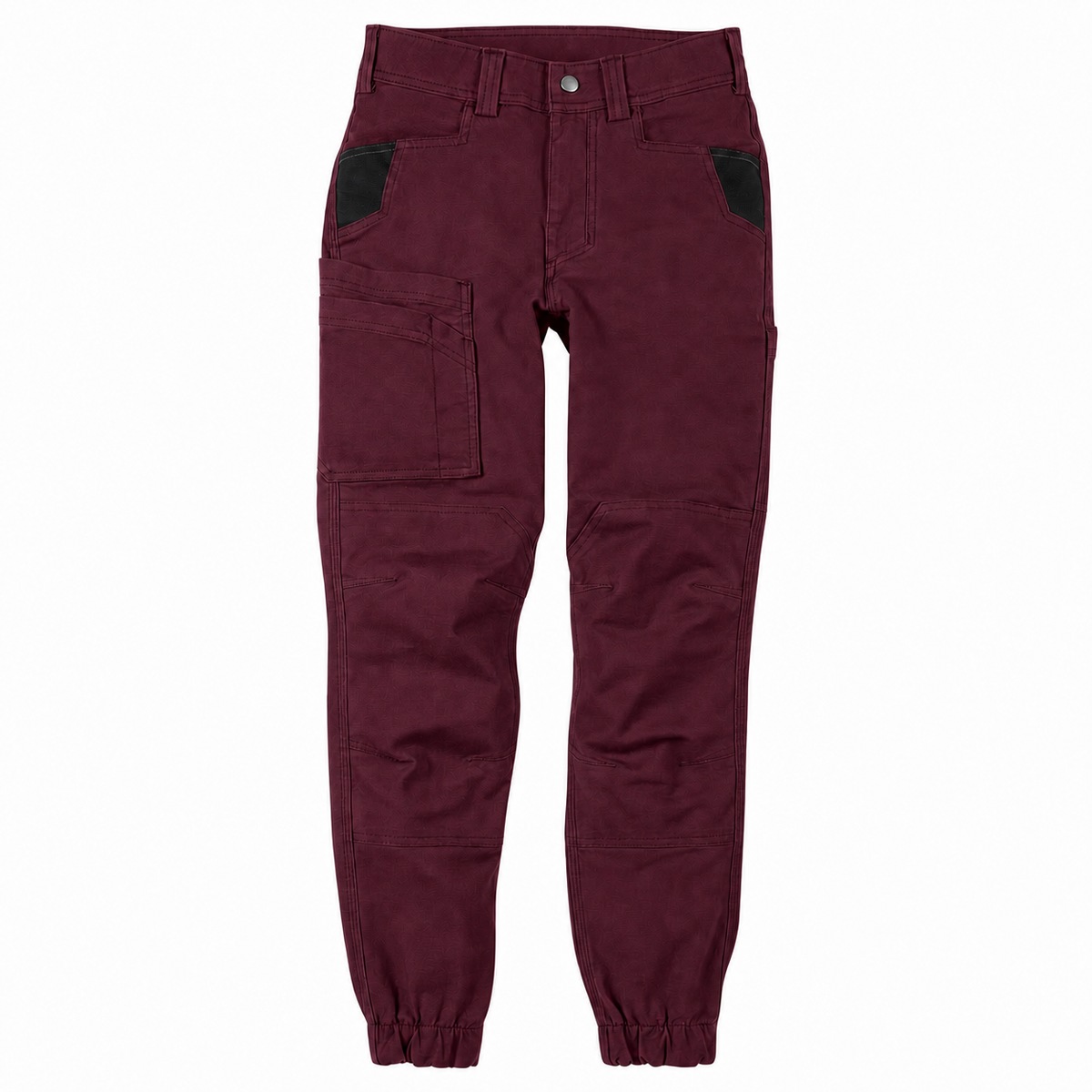 Women's Heavyweight Double-Knee Utility Work Jogger Pants - Burgundy
