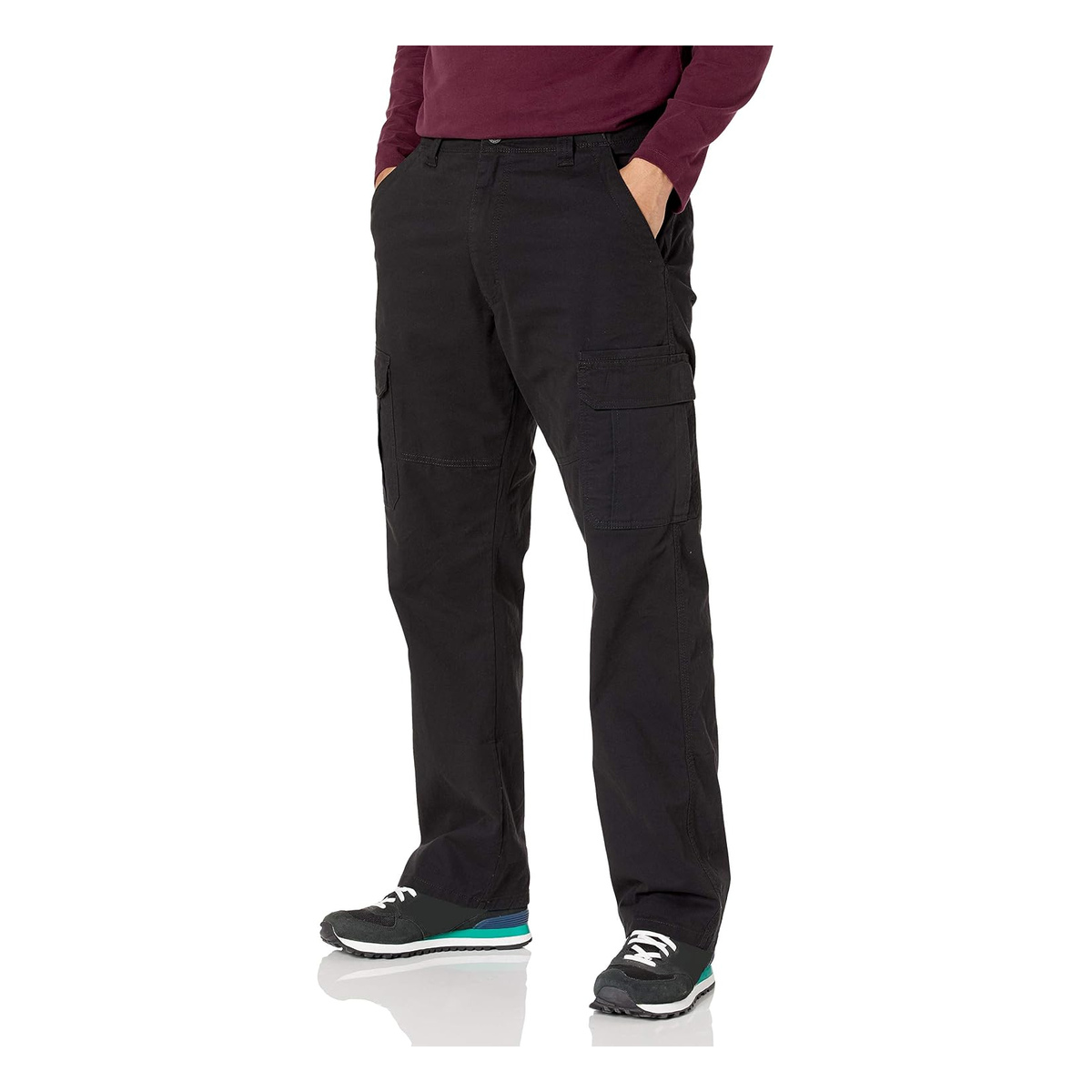 Men's Relaxed Fit Stretch Cargo Pants with 6 Pockets - Black