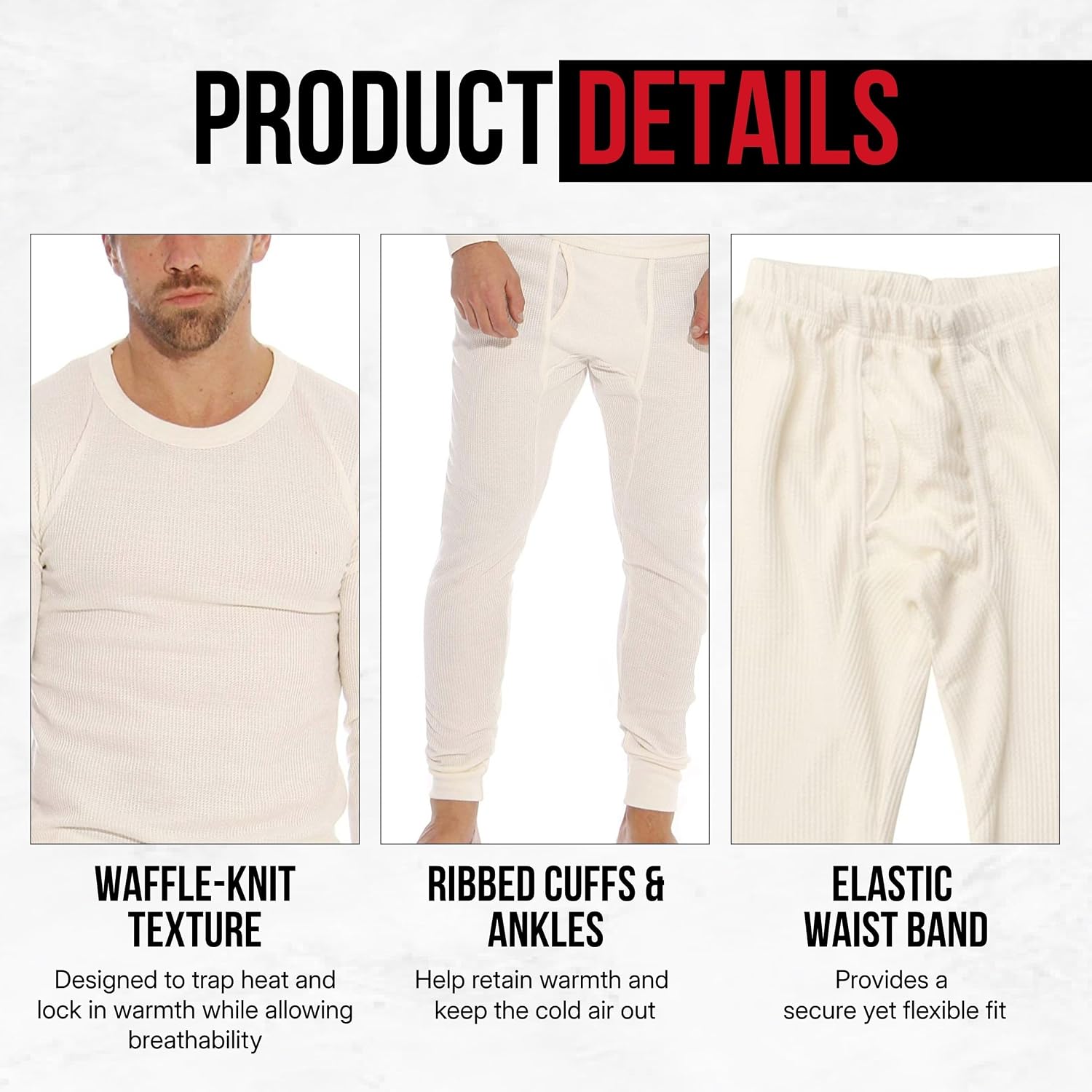 Men's Waffle-Knit Thermal Underwear Set - Detail 4