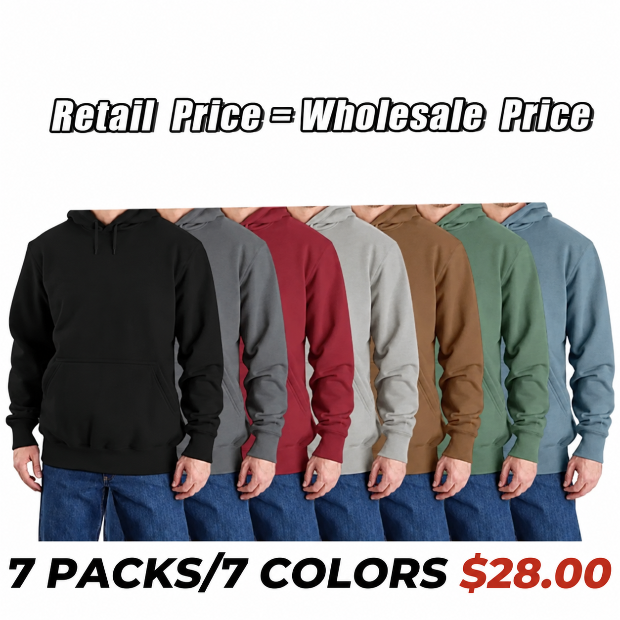 Men's Loose-Fit Pullover Hoodie Multipacks