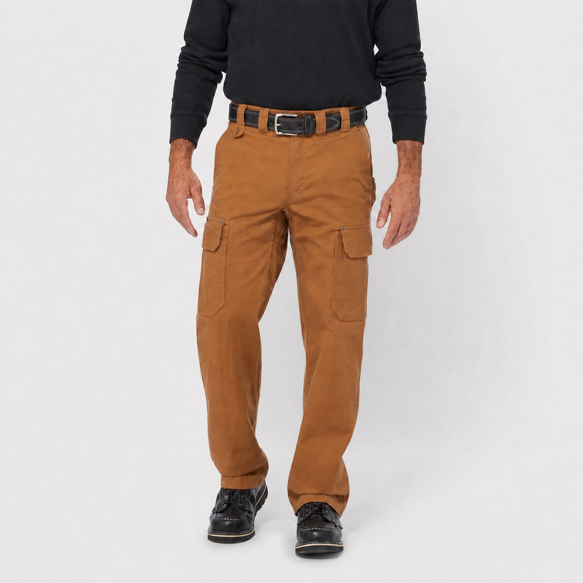 Men's Relaxed Fit Stretch Canvas Cargo Work Pants - Front View