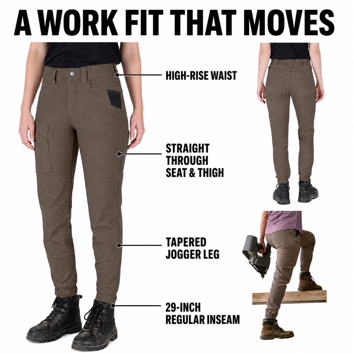 Women's Heavyweight Double-Knee Utility Work Jogger Pants - Fit and Movement
