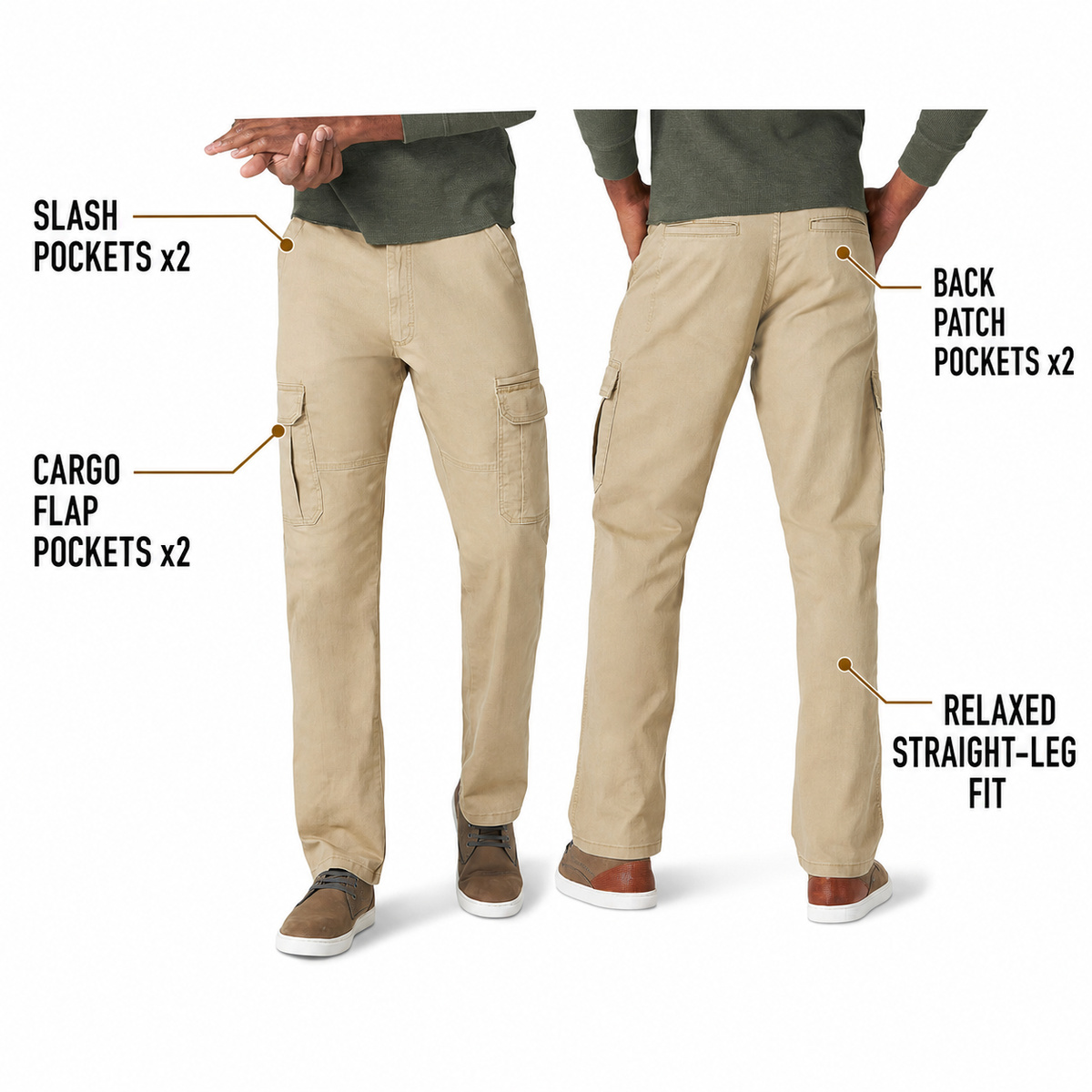 Men's Relaxed Fit Stretch Cargo Pants with 6 Pockets - Structure Anchor Guide