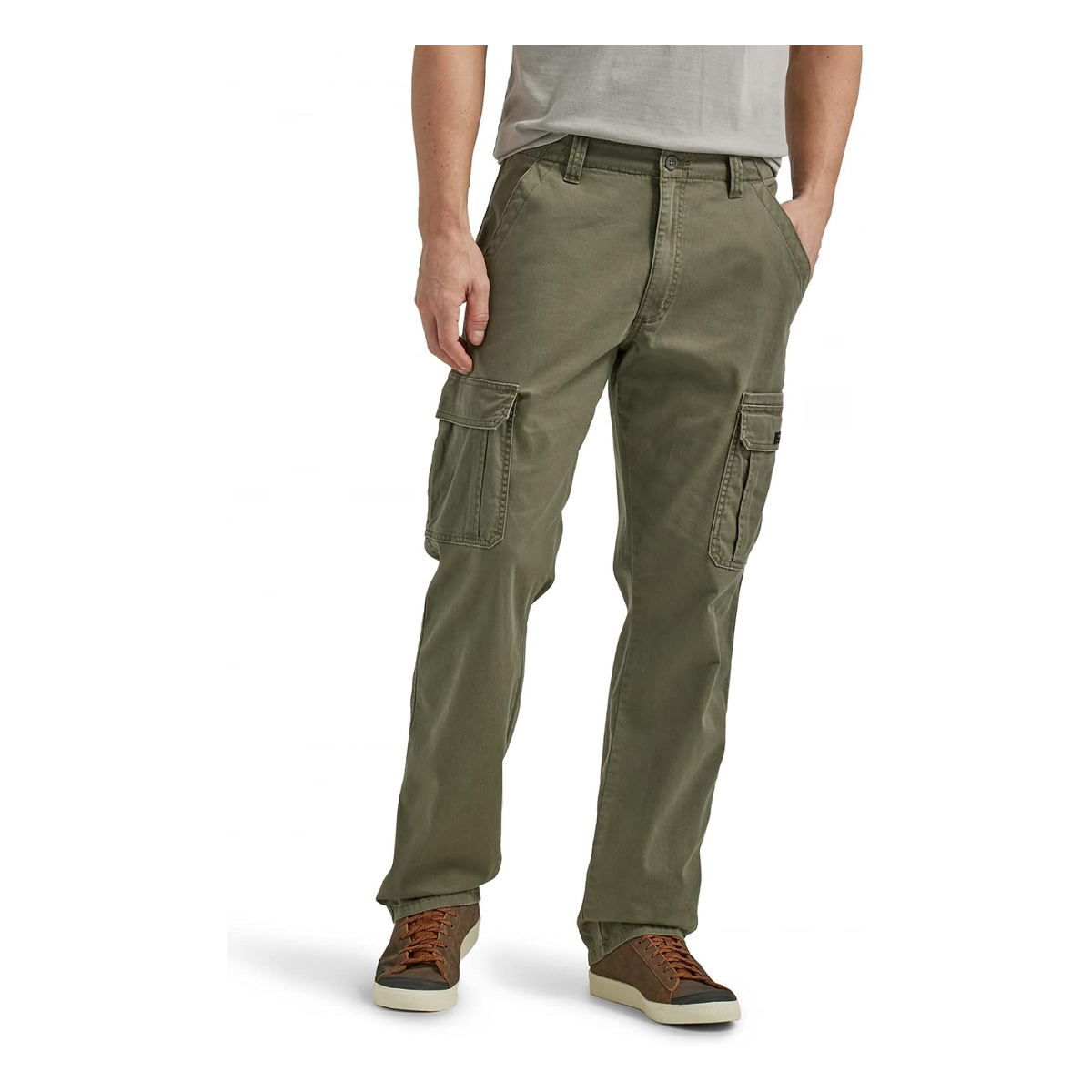 Men's Relaxed Fit Stretch Cargo Pants with 6 Pockets - Olive