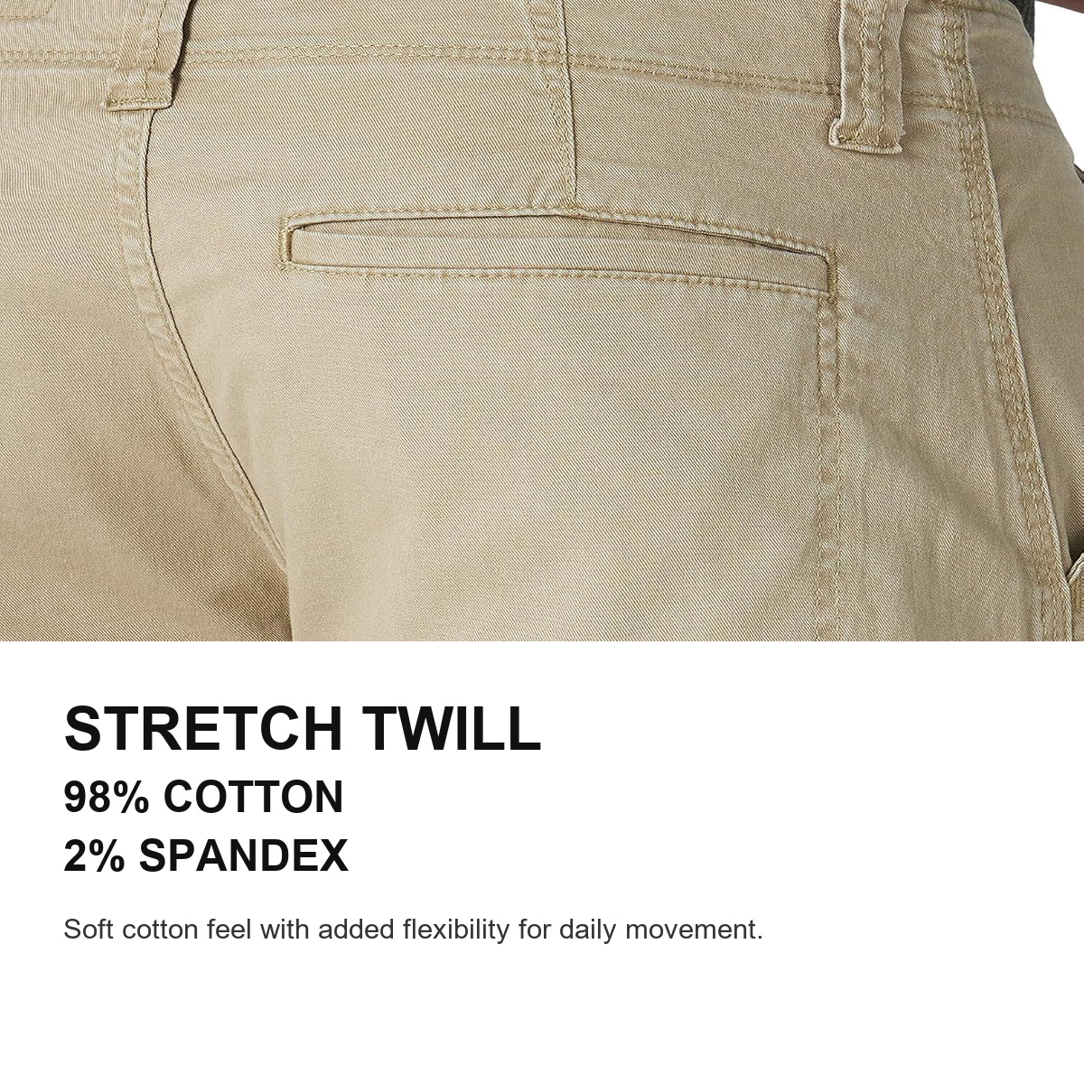 Men's Relaxed Fit Stretch Cargo Pants with 6 Pockets - Material Stretch Twill