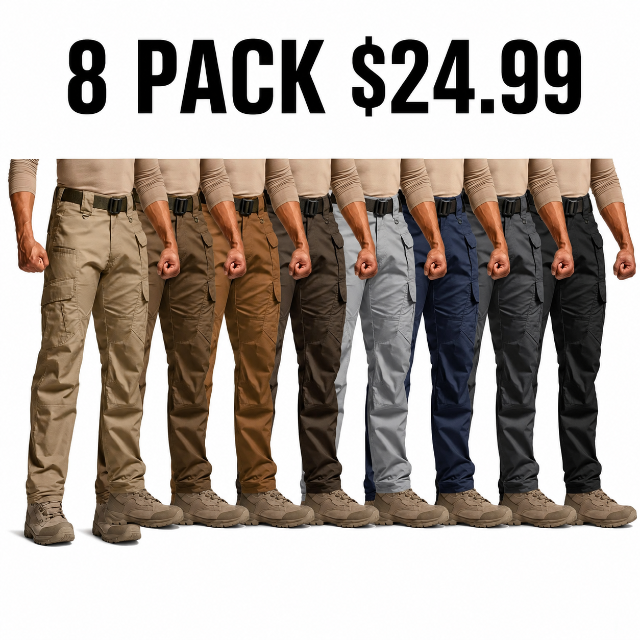 Men's Water-Resistant Ripstop Tactical Cargo Work Pants