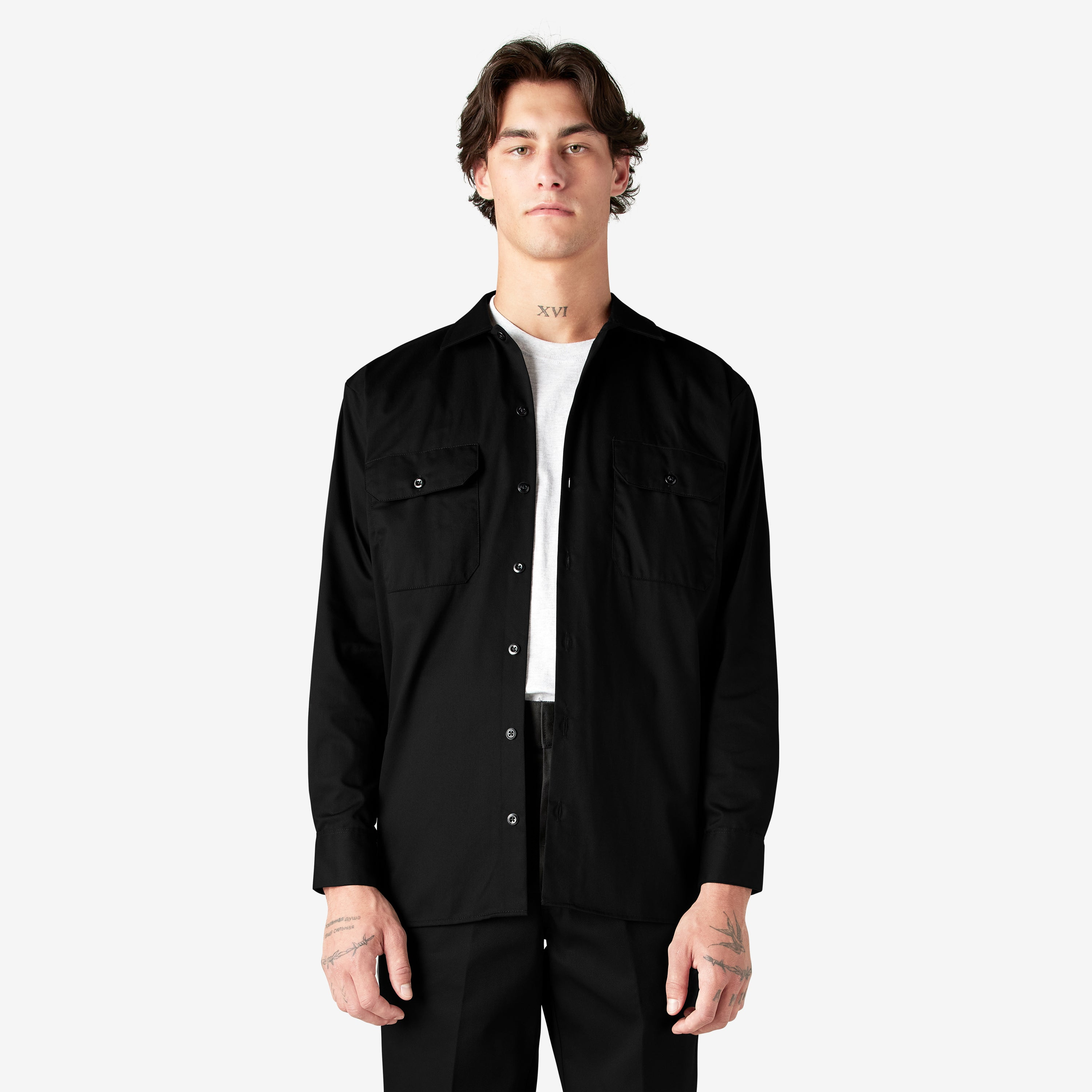 Men's Long Sleeve Twill Work Shirt - Black