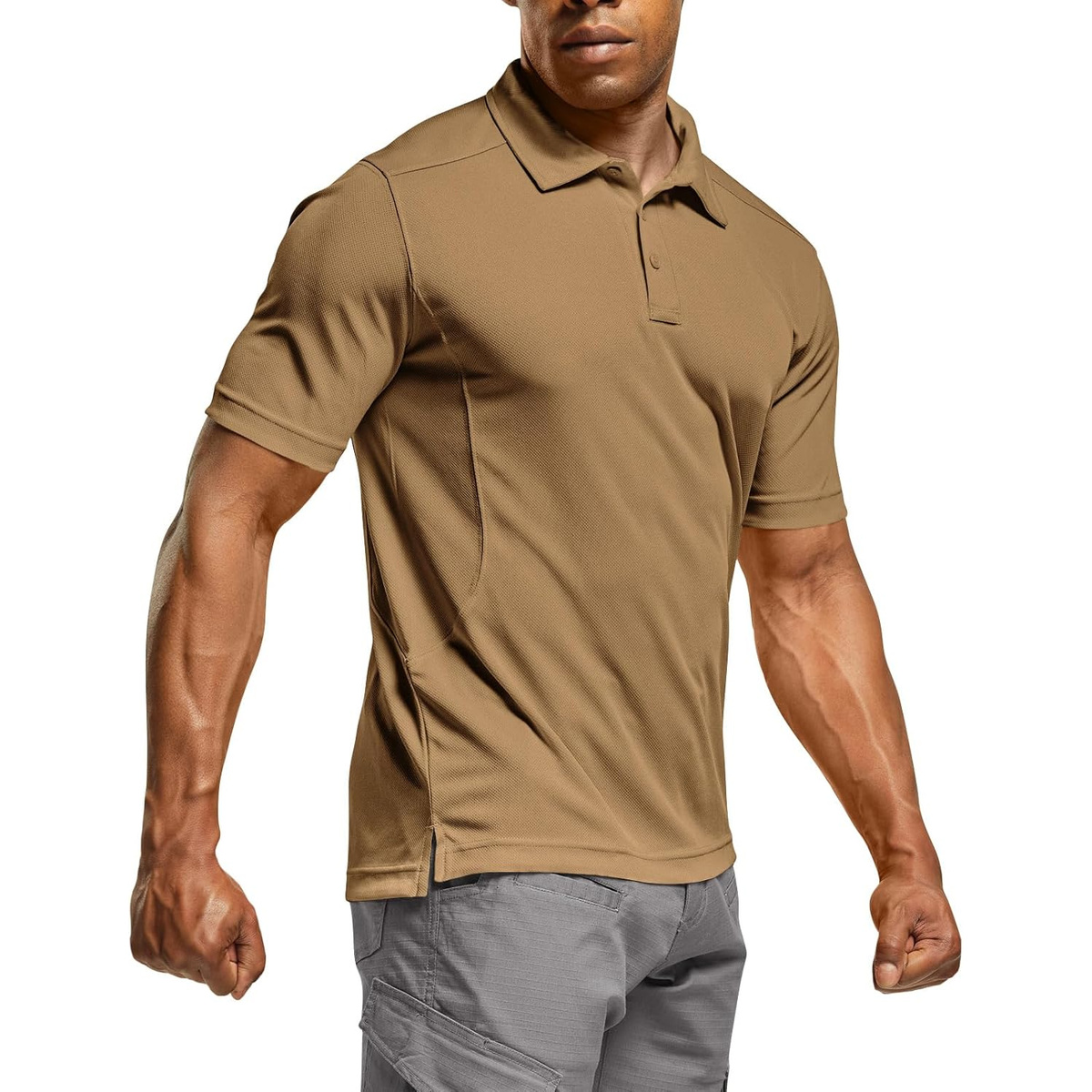 Men's Quick-Dry Stretch Performance Polo Shirt - Coyote