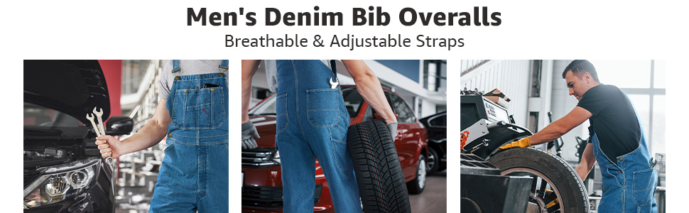 Men's Stonewashed Denim Bib Overalls - Official Lifestyle Strip