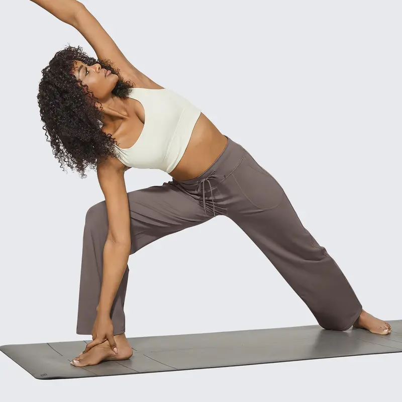 Women's High-Waist Wide-Leg Yoga Pants with Pockets - Detail 7