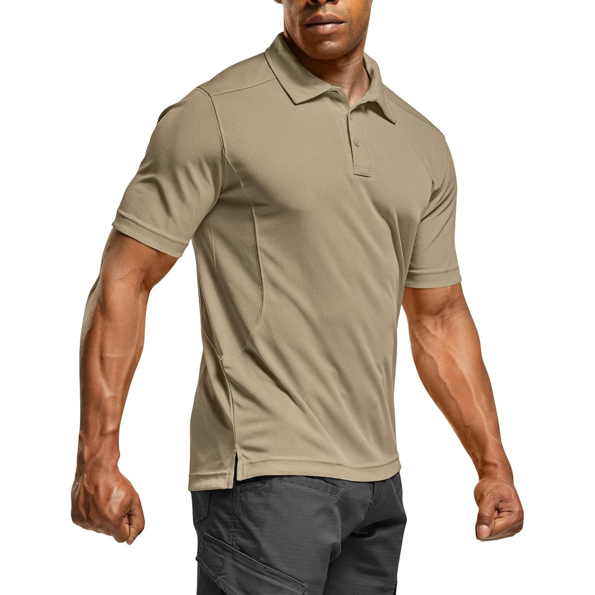 Men's Quick-Dry Stretch Performance Polo Shirt - Khaki