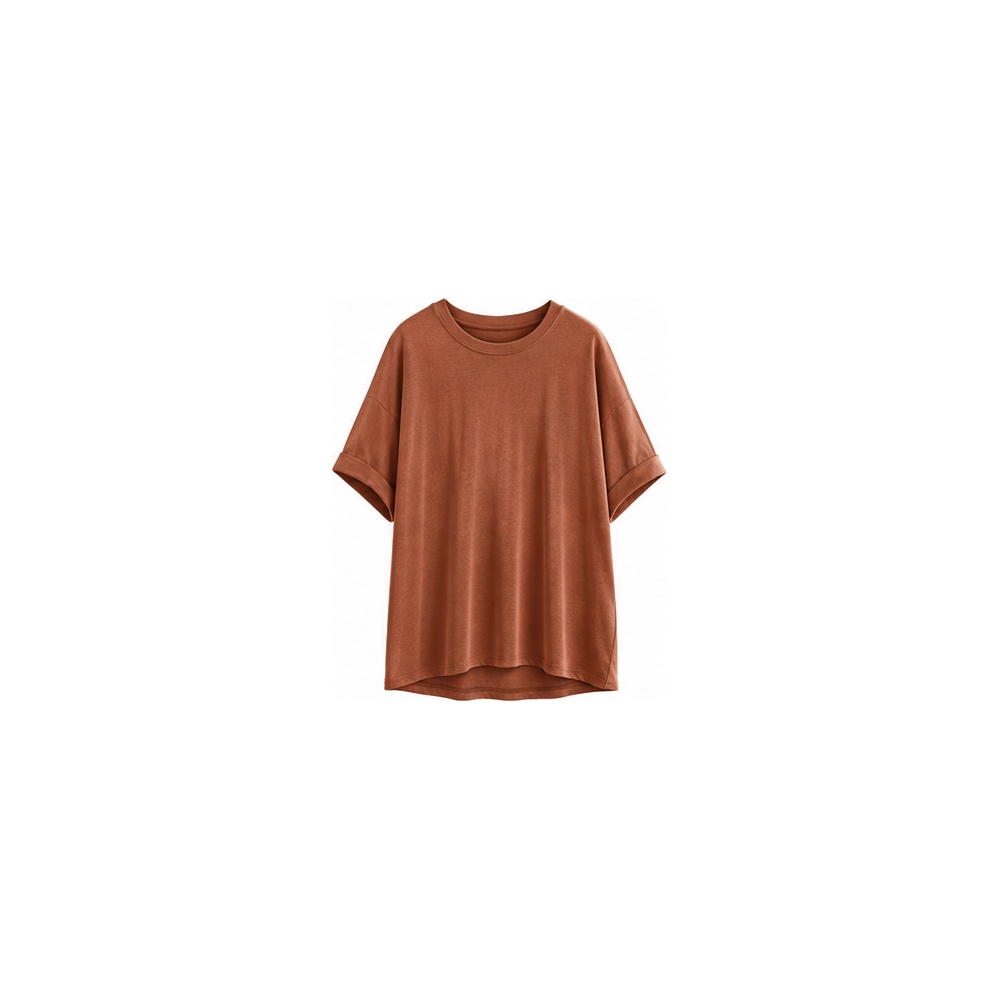 Women's Oversized Soft Stretch Crewneck T-Shirt - 5-Pack - Cinnamon
