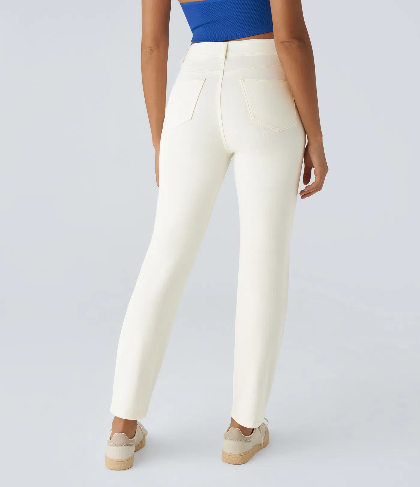 High Waisted Pockets Straight Leg Washed Casual Jeans