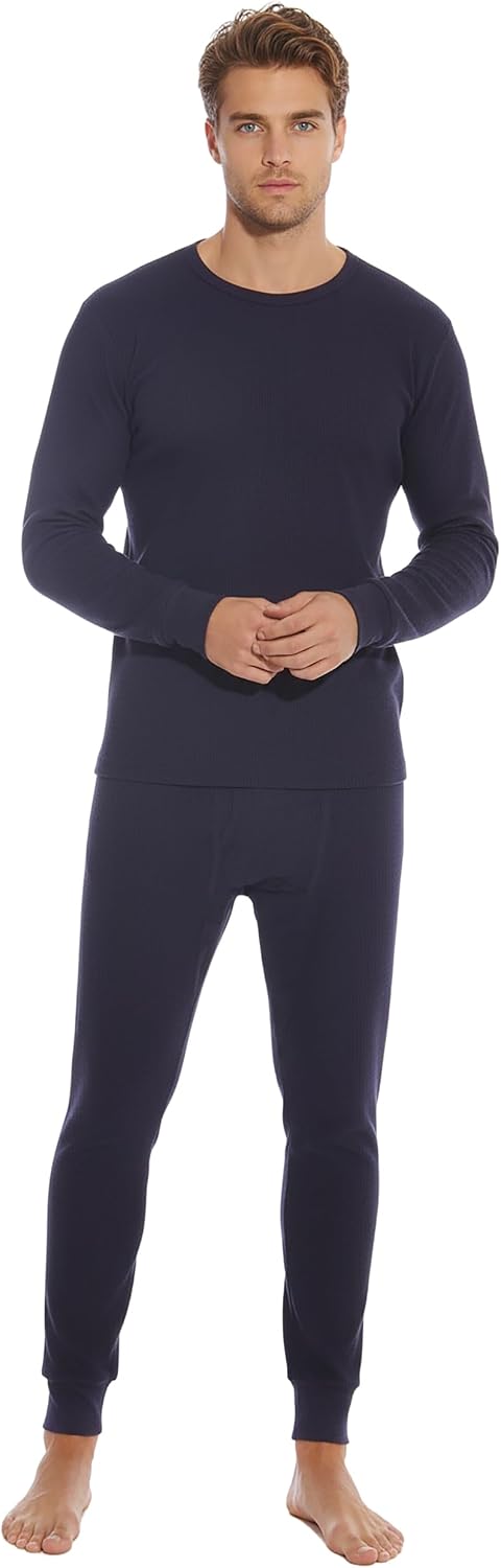 Men's Waffle-Knit Thermal Underwear Set - Navy