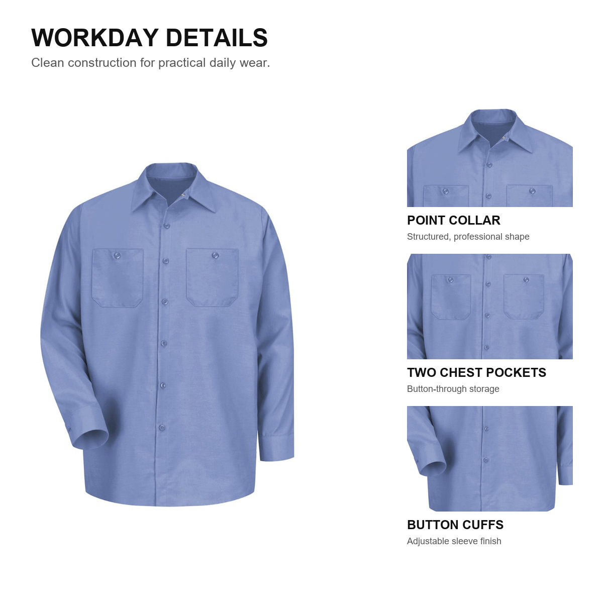 Men's Long-Sleeve Industrial Work Shirt - Workday Construction