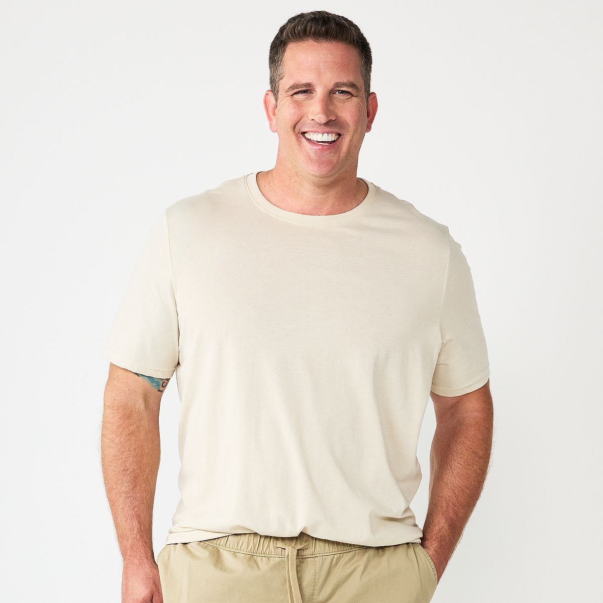 Men's Big & Tall Supersoft Crewneck T-Shirt - Beige