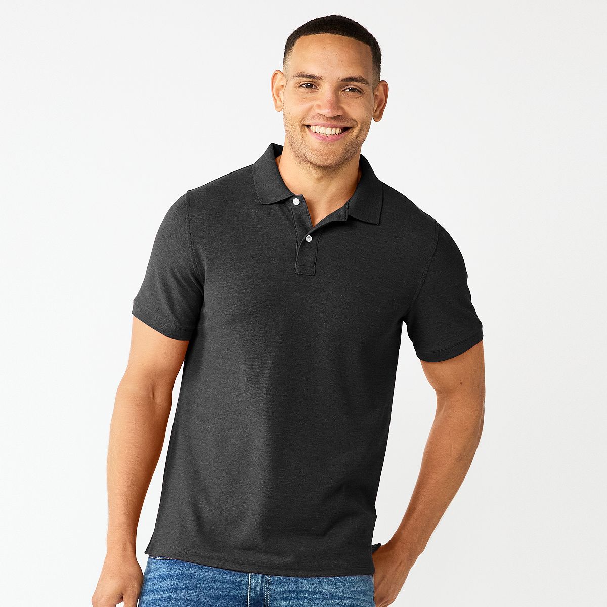 Men's Classic Short Sleeve Pique Polo - Midnight Black