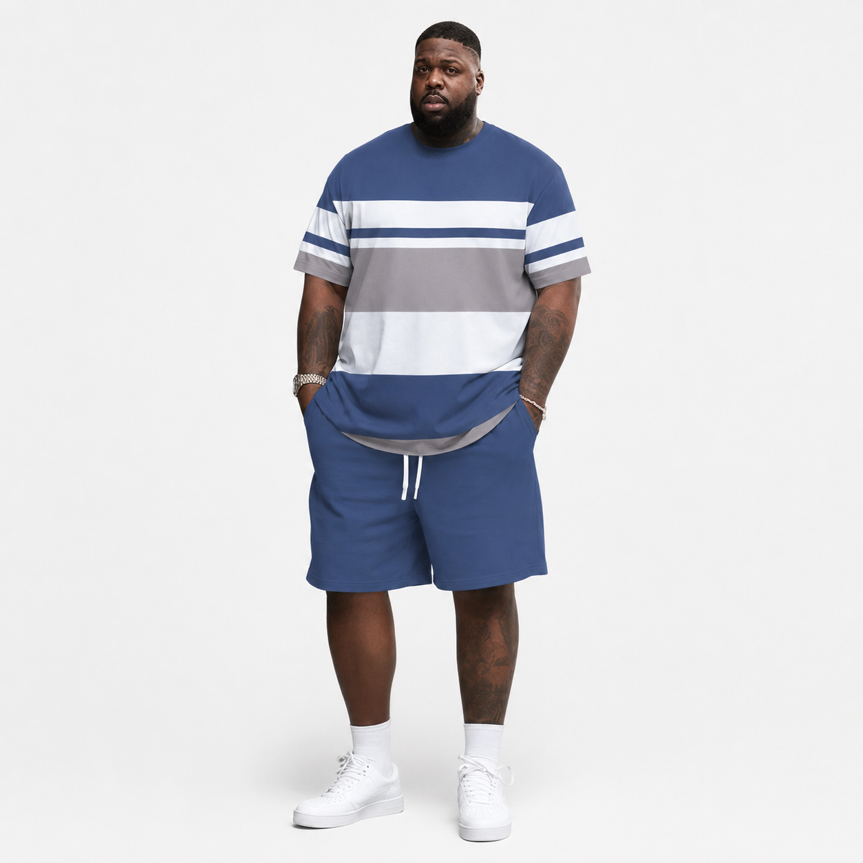Men's Summer 2-Piece Set – Ultra-Breathable 3D Print Tee & Shorts, All-Day Comfort