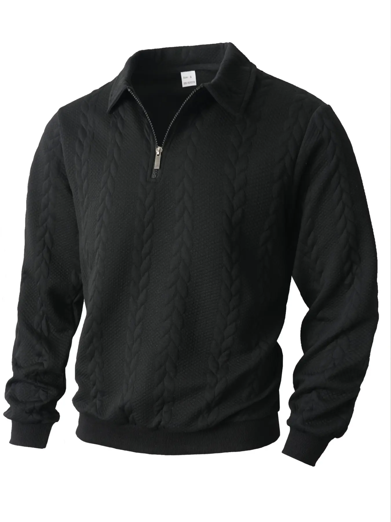 Men's Cable-Knit Half-Zip Polo Sweater - Alternate View 9