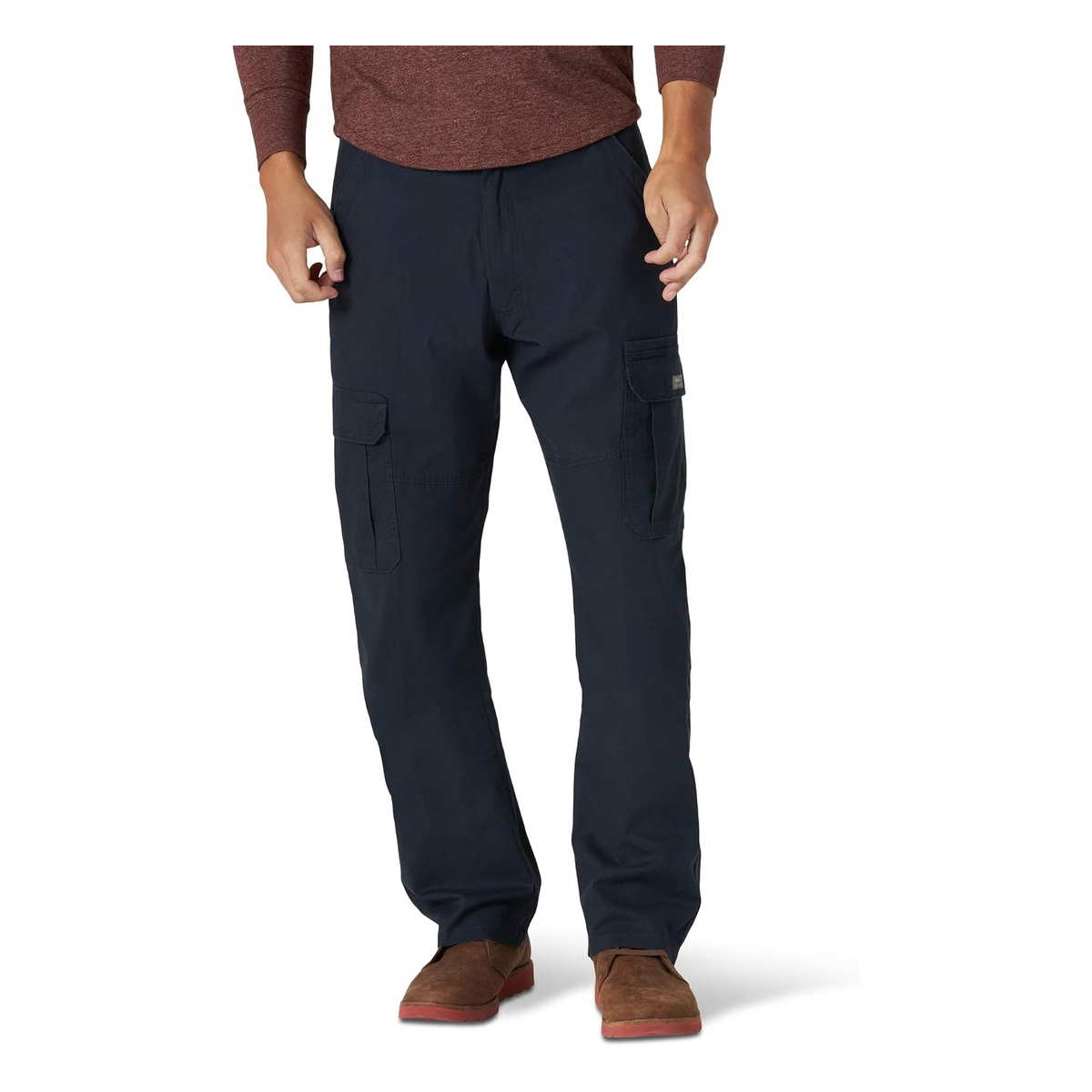 Men's Relaxed Fit Stretch Cargo Pants with 6 Pockets - Navy
