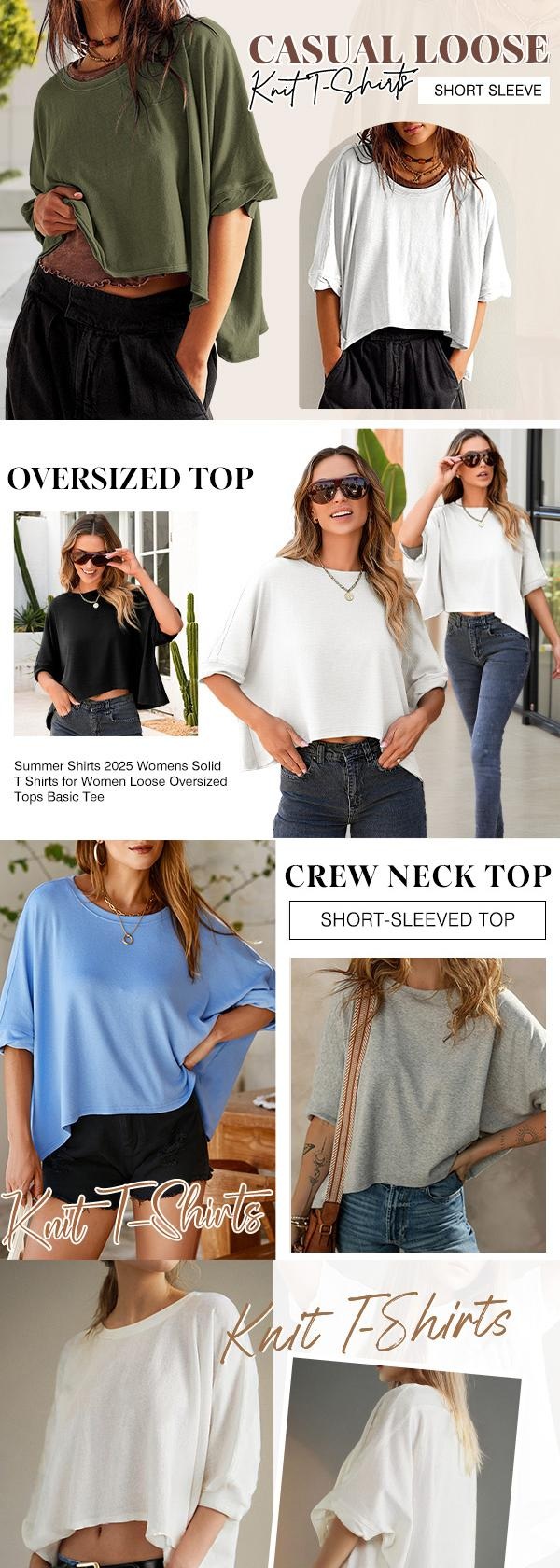 Women's Oversized Soft Stretch Crewneck T-Shirt - 5-Pack - Source Detail Collage