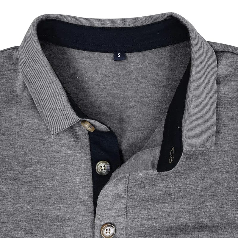 Polo collar and contrasting inner button placket