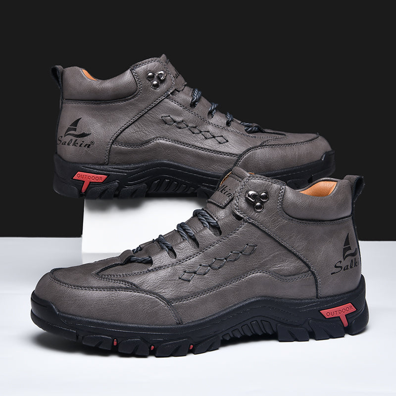 ⏰ 70 % de réduction pour une durée limitée – Bottes de conduite orthopédiques en cuir pour hommes – Soulagement de la pression, imperméables, antidérapantes, bout large, soutien de la voûte plantaire et de la cheville pour le quotidien et les voyages