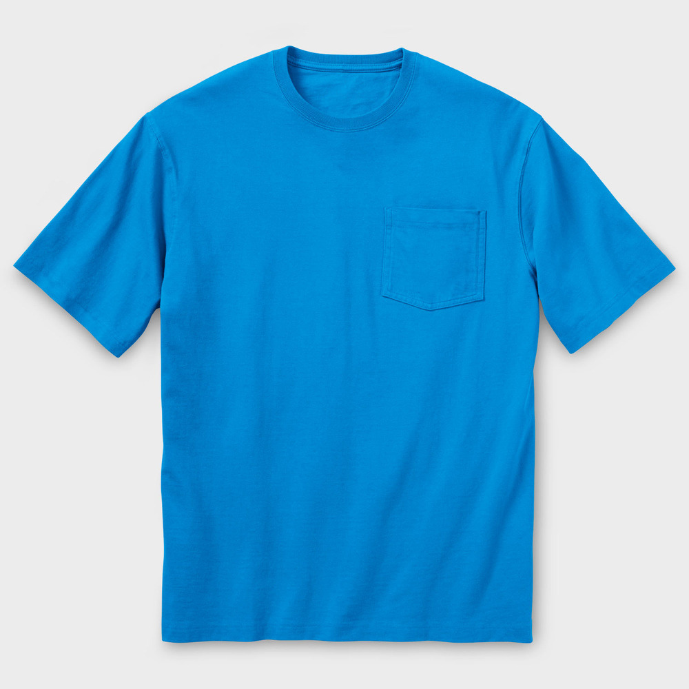Azure Blue extra-length relaxed-fit short sleeve pocket crew T-shirt