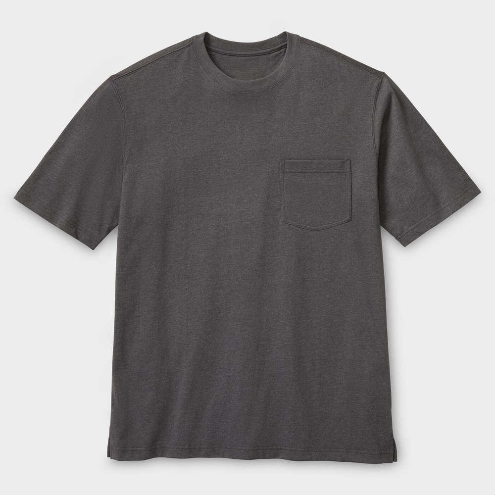 Coal Heather extra-length relaxed-fit short sleeve pocket crew T-shirt