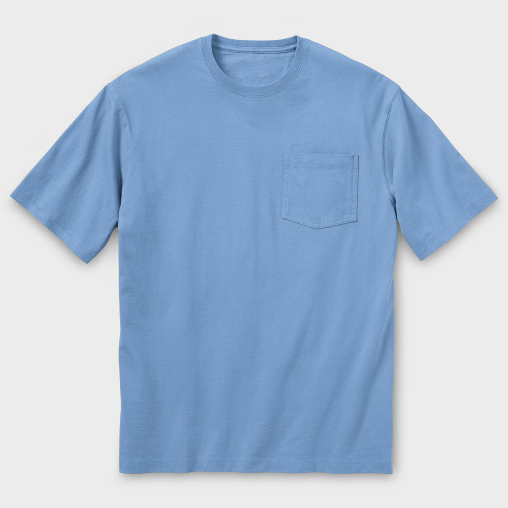 Stone Blue extra-length relaxed-fit short sleeve pocket crew T-shirt