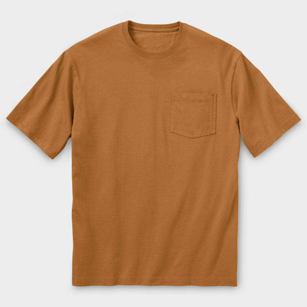 Bourbon Brown extra-length relaxed-fit short sleeve pocket crew T-shirt
