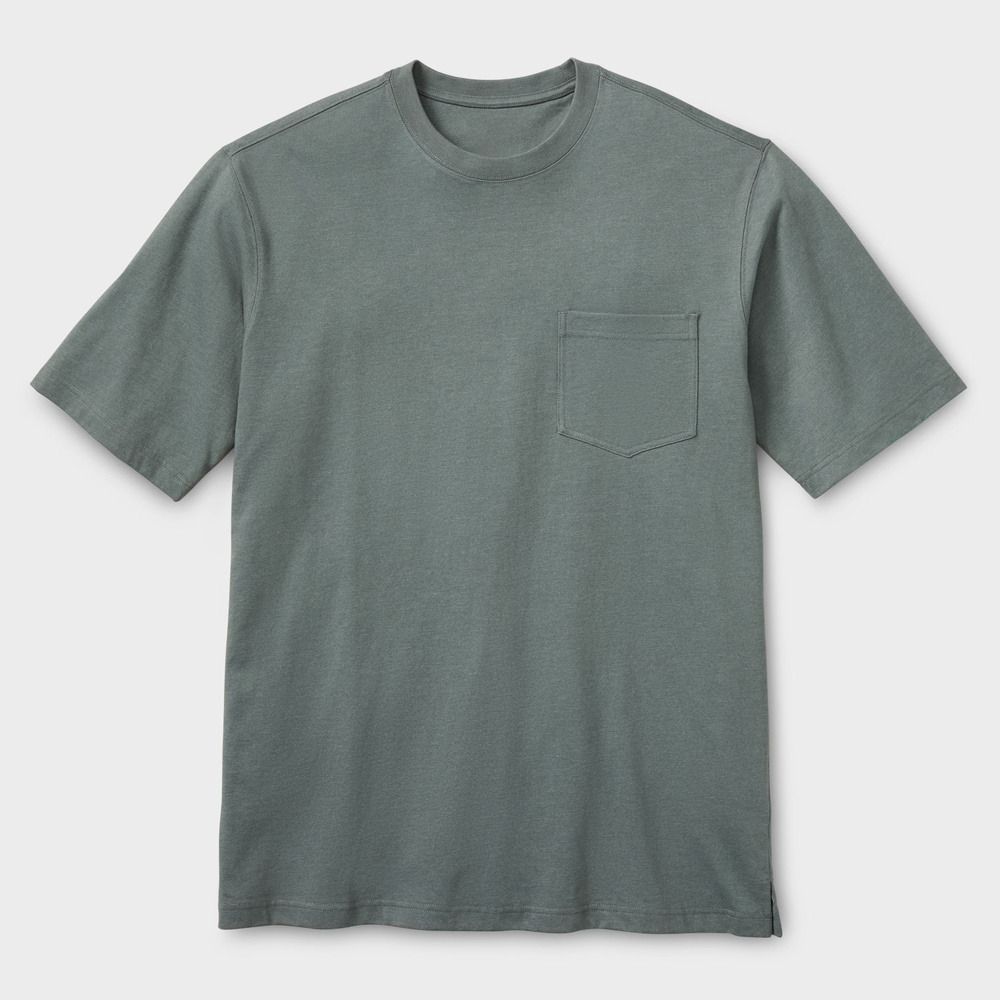 Balsam Green Heather extra-length relaxed-fit short sleeve pocket crew T-shirt