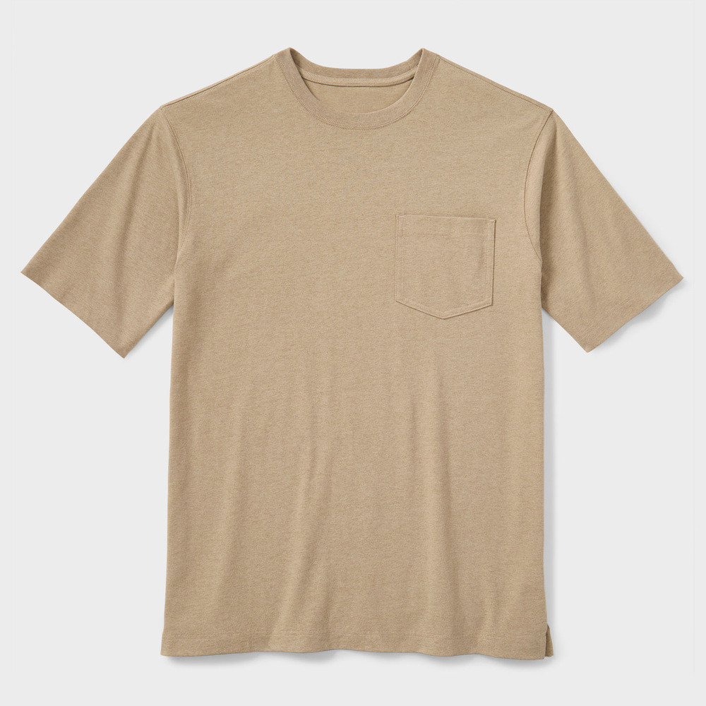 Beechnut Heather extra-length relaxed-fit short sleeve pocket crew T-shirt