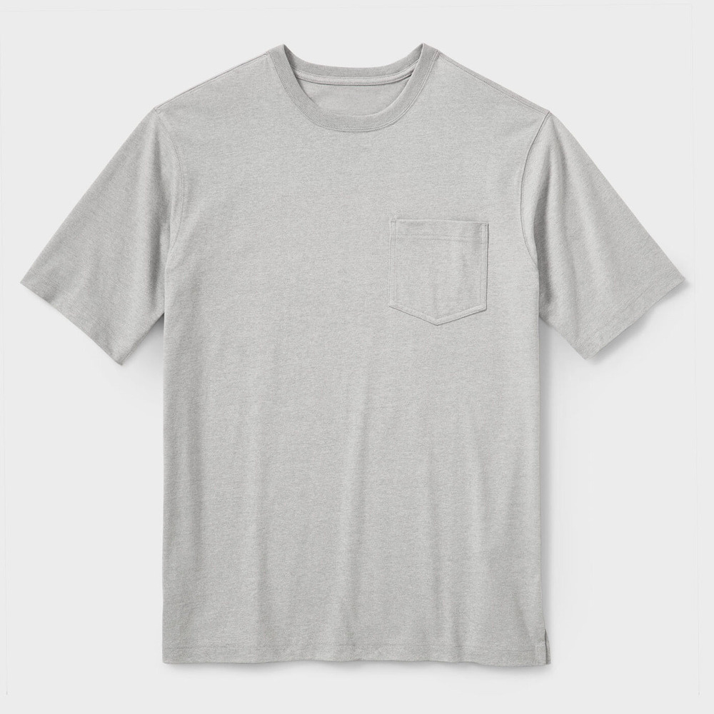 Ultimate Gray Heather extra-length relaxed-fit short sleeve pocket crew T-shirt