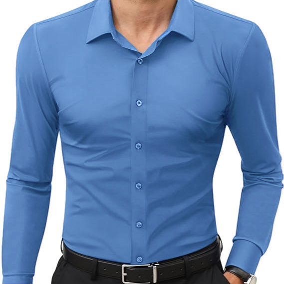 Men’s Stretch Slim-Fit Long Sleeve Dress Shirt