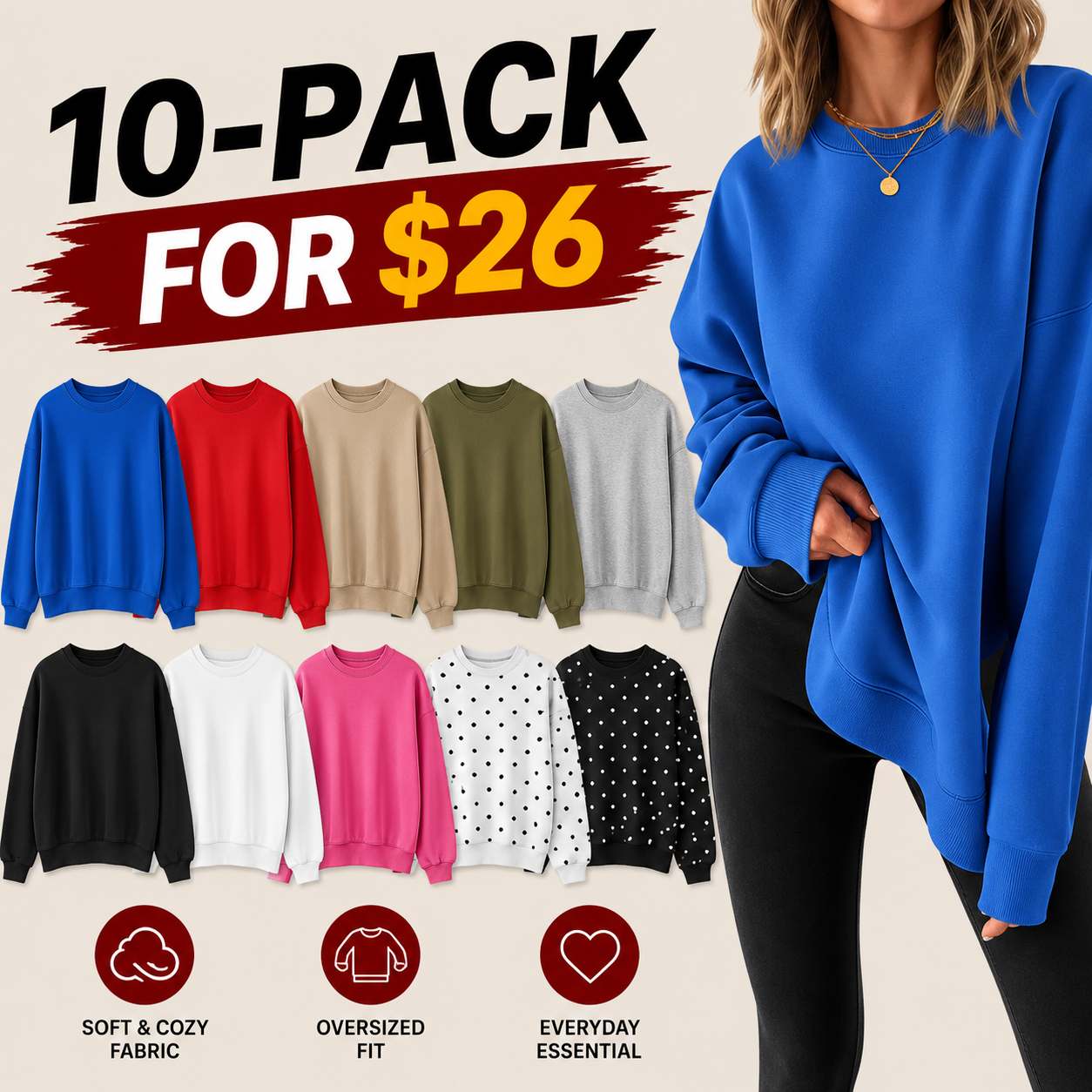 Women's Soft Oversized Sporty Sweatshirt