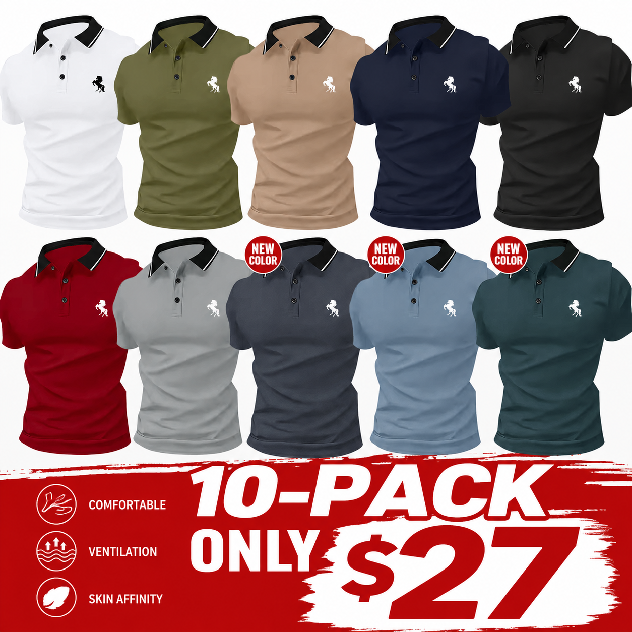 Men's Classic Stretch Short Sleeve Polo Shirt