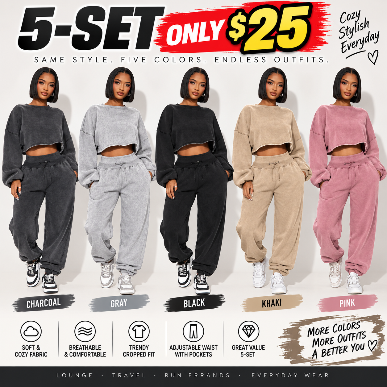 Women's Cozy Fleece Crewneck & Jogger Set