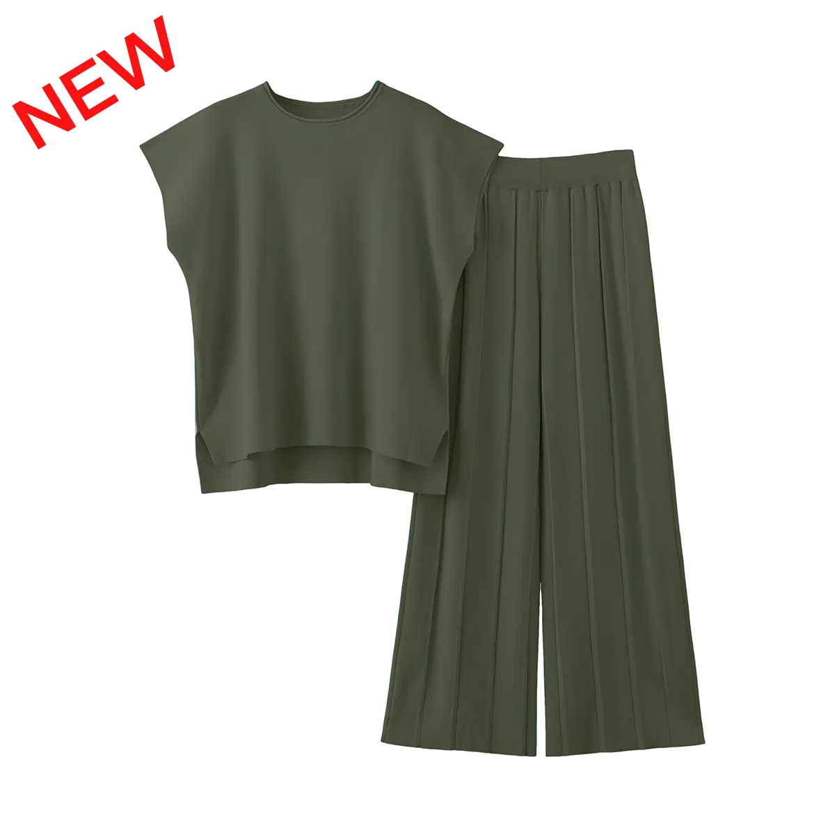 Women's Effortless Knit Wide-Leg 2-Piece Set