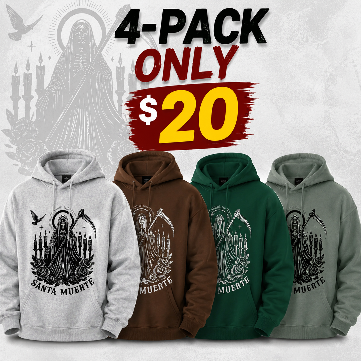 Gothic Reaper Graphic Pullover Hoodie