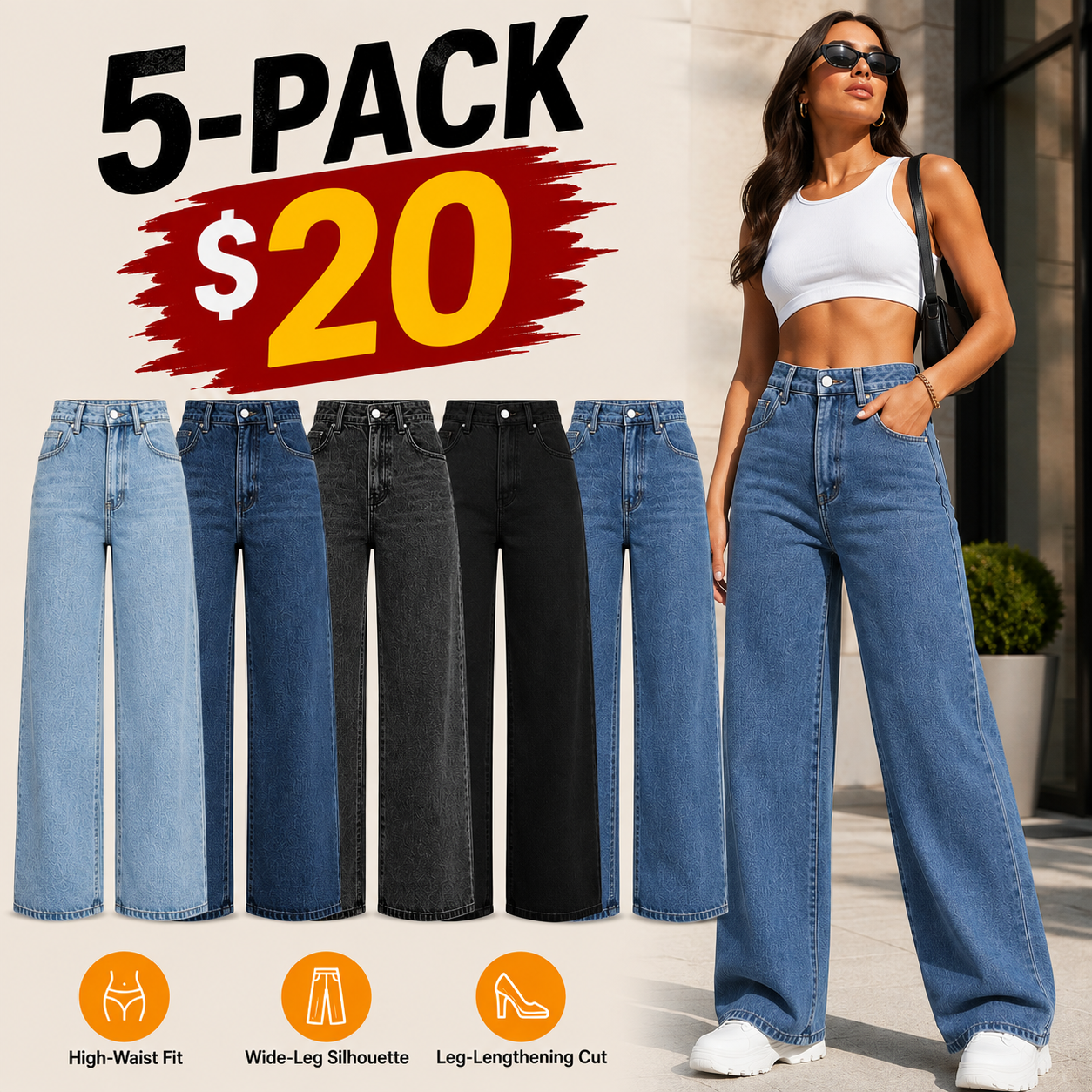Women's High-Waist Wide-Leg Jeans