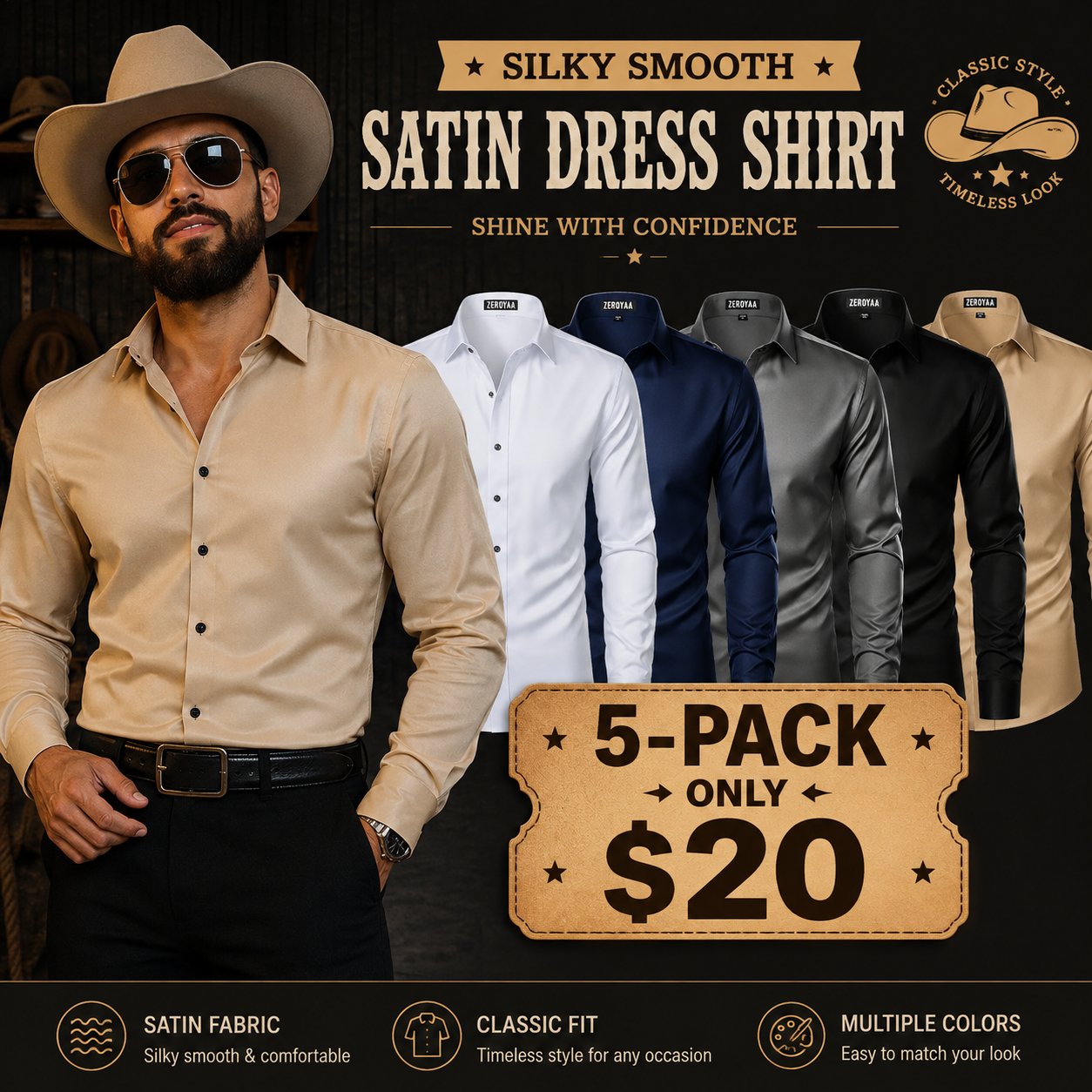 Men's Silky Stretch Slim-Fit Dress Shirt