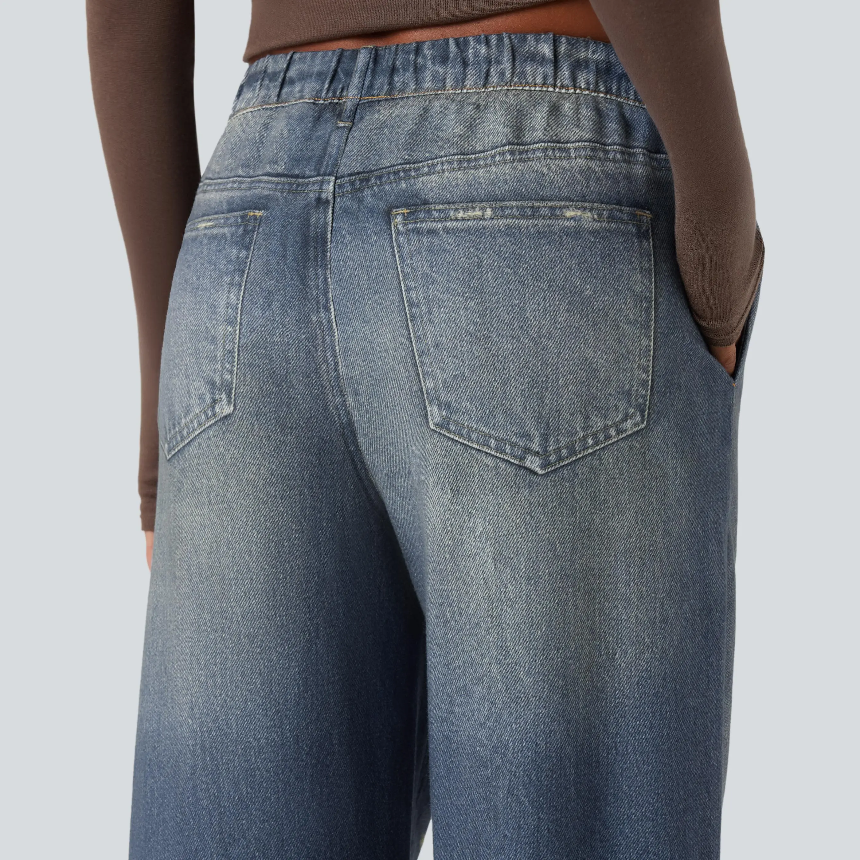 Women's Mid-Rise Stretch Wide-Leg Casual Pants