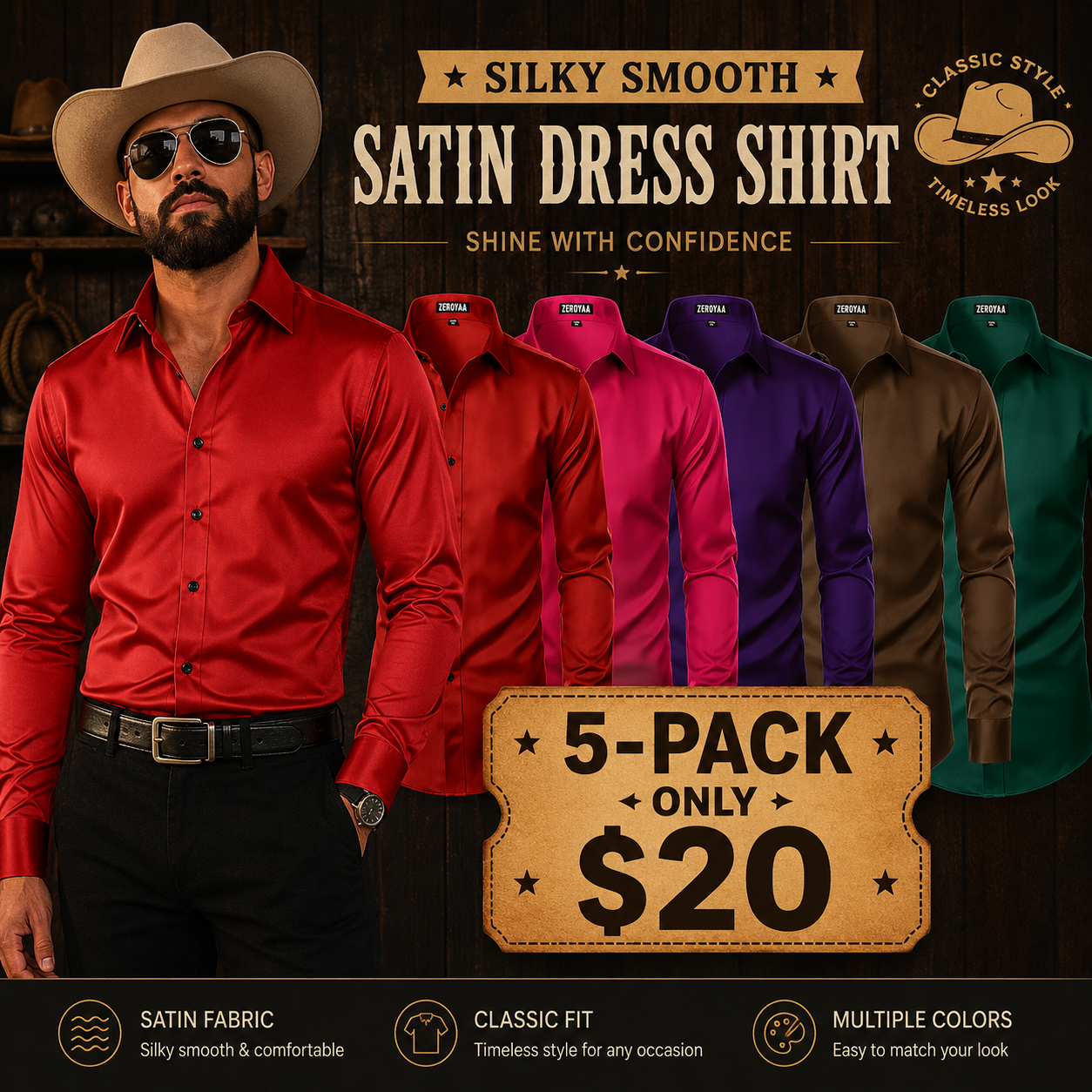 Men's Silky Stretch Slim-Fit Dress Shirt