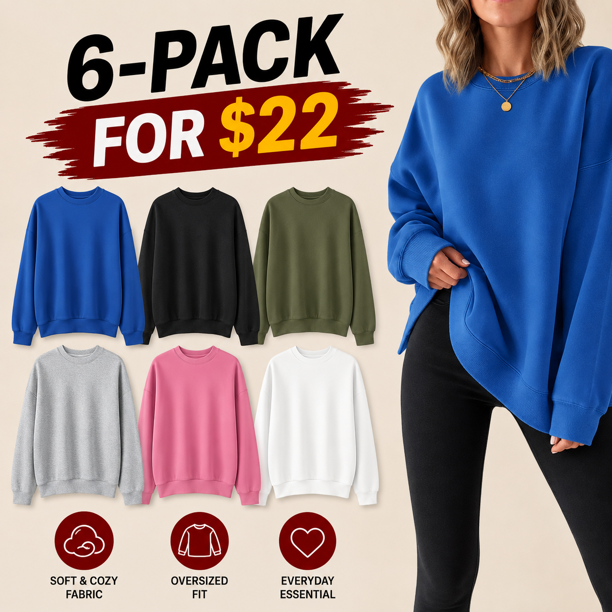 Women's Soft Oversized Sporty Sweatshirt