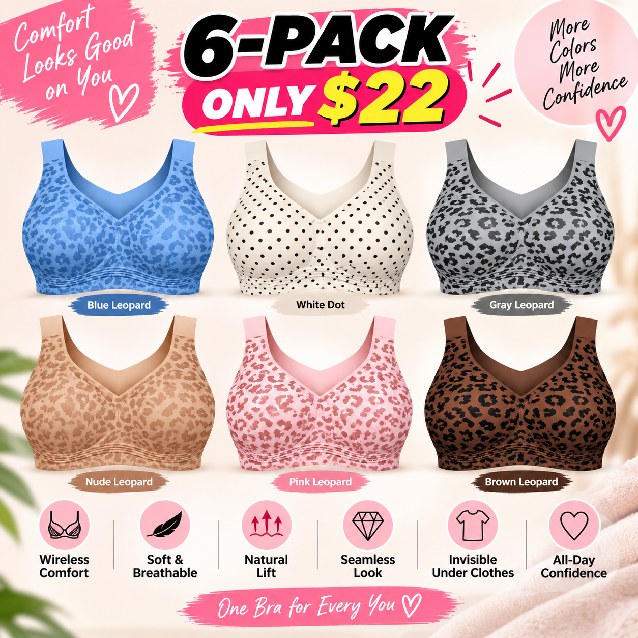 Women's Seamless Wireless Lift & Support Bra