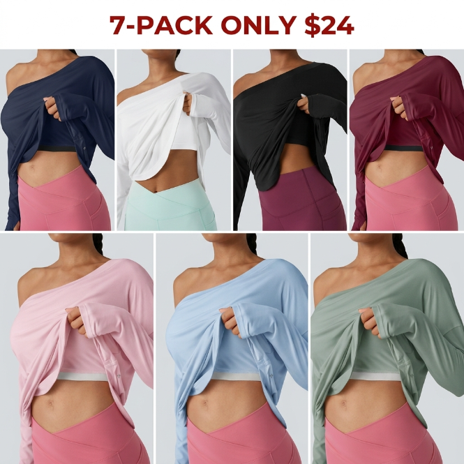 Women's One-Shoulder Long Sleeve Workout Top with Built-In Bra