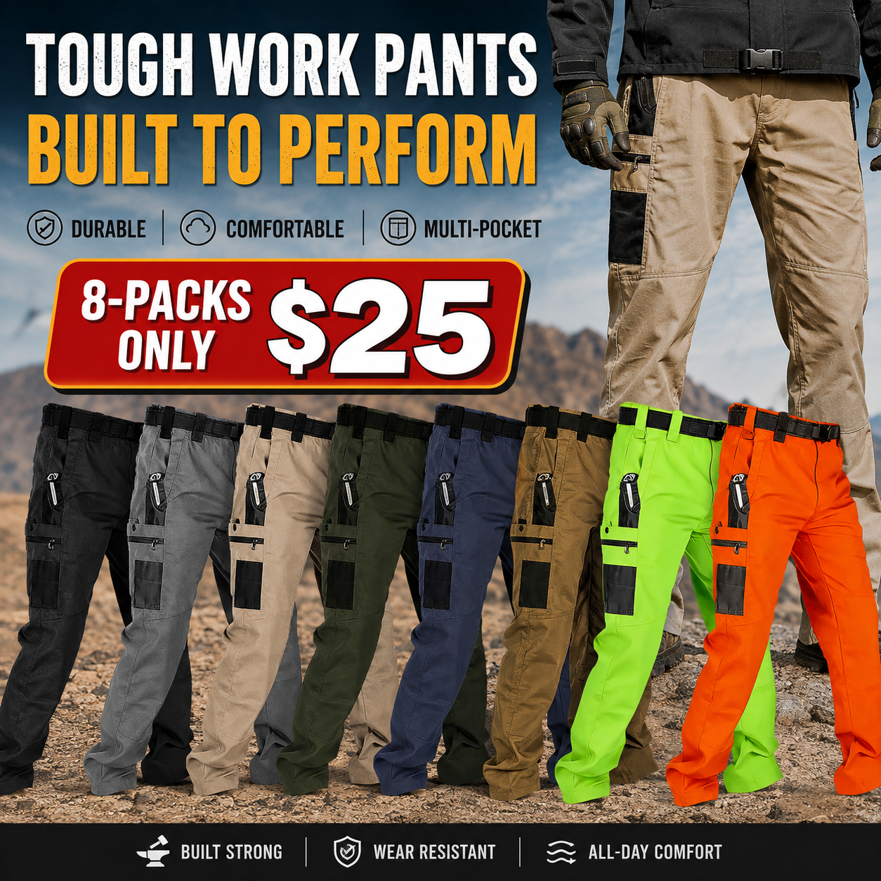 Men's Waterproof Tactical Pants – Multi-Pocket Utility Fit