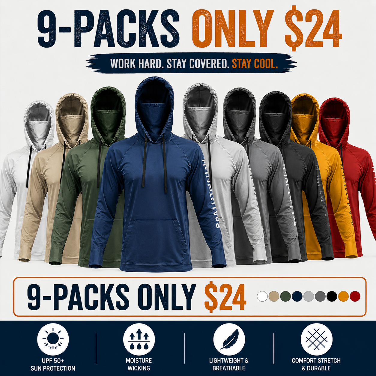 Men's UPF 50+ Hooded Sun Protection Fishing Shirt